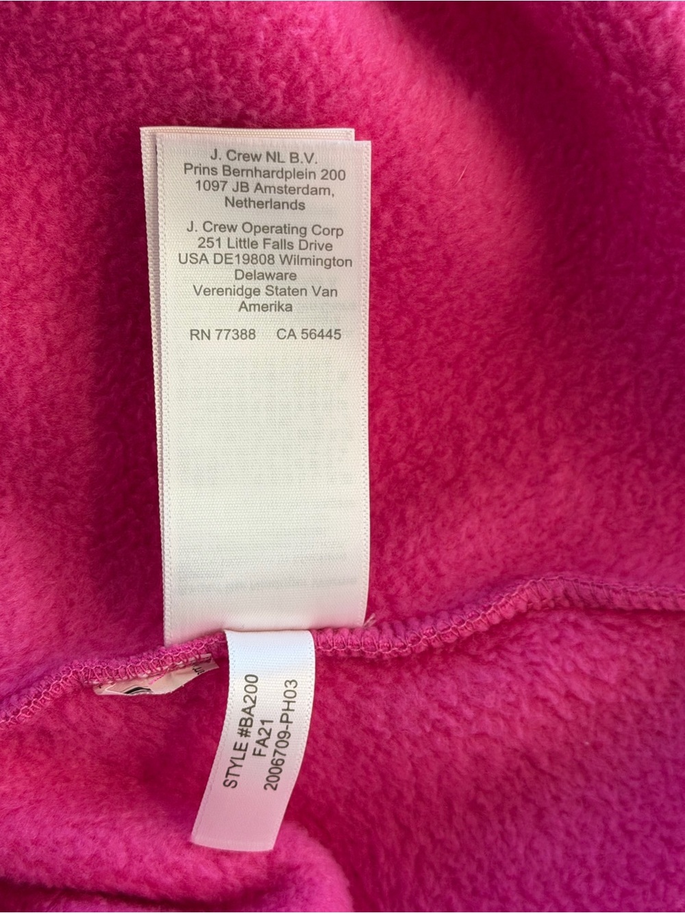 J. Crew Fleece Pullover Jacket Hot Pink Quilted M Snap Collar - Picture 10 of 15